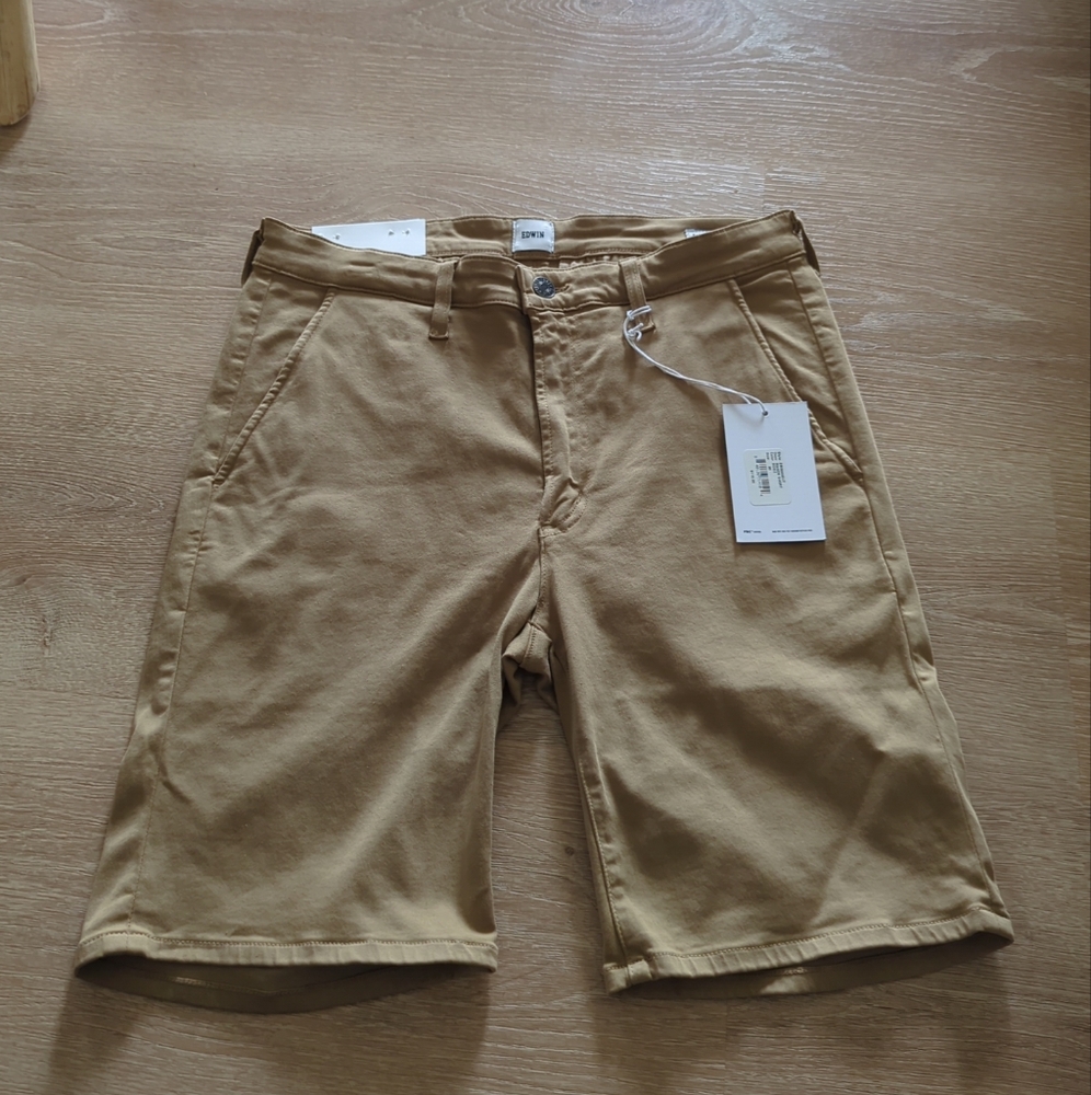 NWT (118$) EDWIN endurance mason short slim chino in Tan SZ 30 Classic
